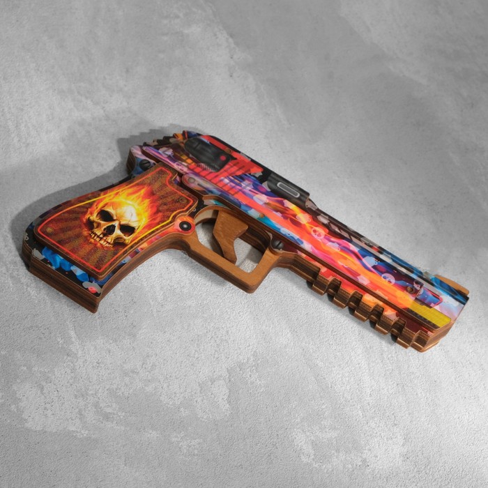 Сувенир деревянный "Пистолет-резинкострел" разноцветный - фото 1908812828