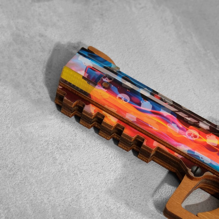 Сувенир деревянный "Пистолет-резинкострел" разноцветный - фото 1908812831