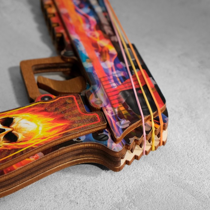 Сувенир деревянный "Пистолет-резинкострел" разноцветный - фото 1908812832