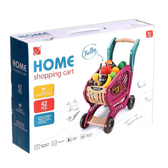 Продуктовая тележка «Шопинг карт» с продуктами, 42 предмета 52375