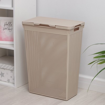 Корзина бельевая с крышкой «Лофт», 50 л, латте