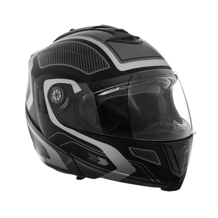 Шлем модуляр, графика, черно-серый, размер L, FF839 - фото 1908813056