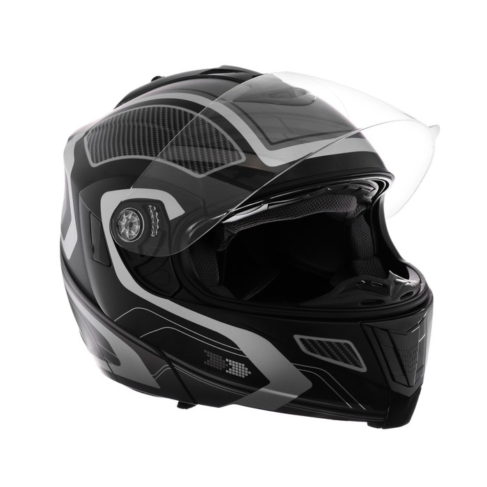 Шлем модуляр, графика, черно-серый, размер L, FF839 - фото 1908813054