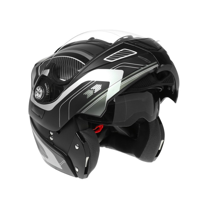 Шлем модуляр, графика, черно-серый, размер L, FF839 - фото 1908813060