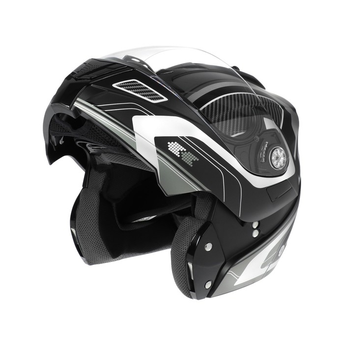 Шлем модуляр, графика, черно-серый, размер L, FF839 - фото 1908813061