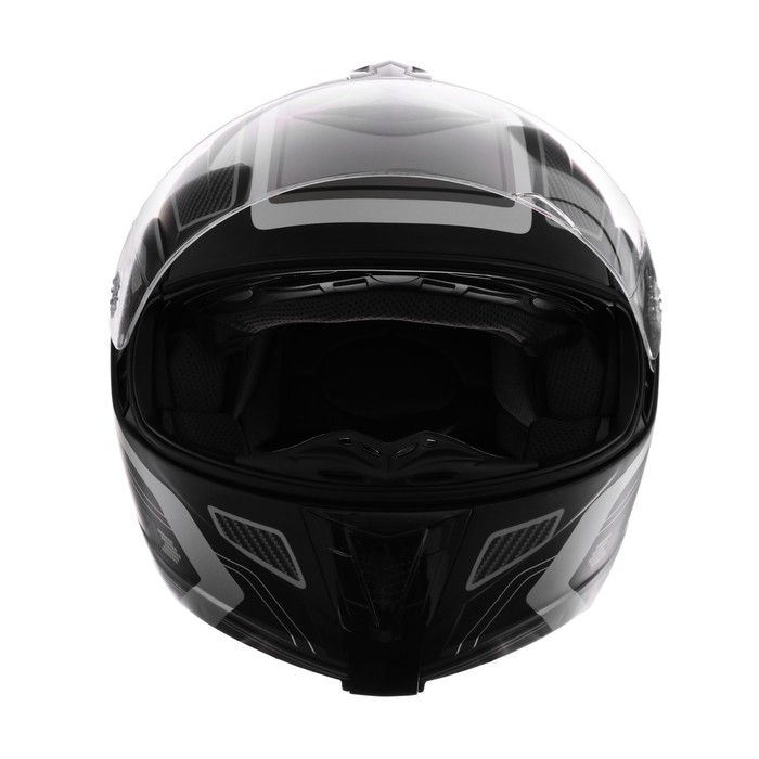 Шлем модуляр, графика, черно-серый, размер L, FF839 - фото 1908813058