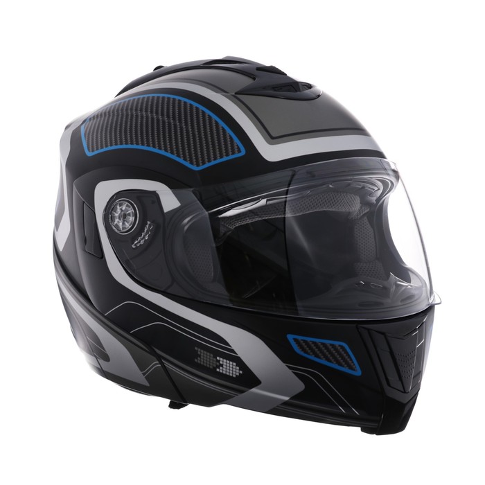 Шлем модуляр, графика, черно-синий, размер M, FF839 - фото 1908813069