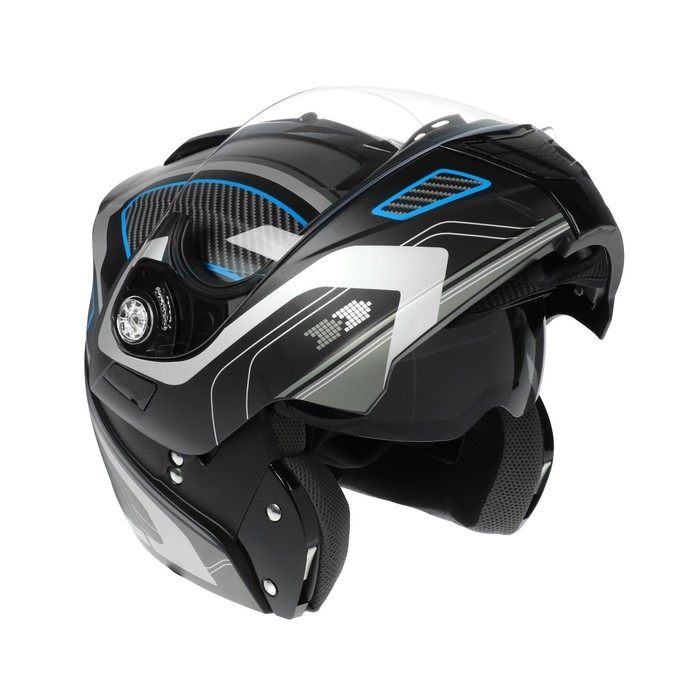 Шлем модуляр, графика, черно-синий, размер M, FF839 - фото 1908813073