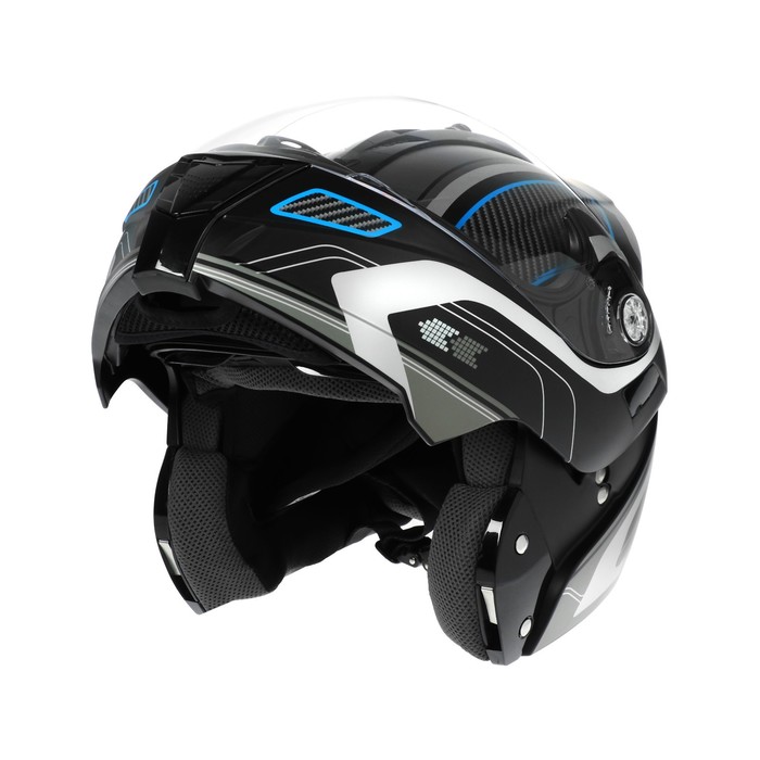 Шлем модуляр, графика, черно-синий, размер M, FF839 - фото 1908813074