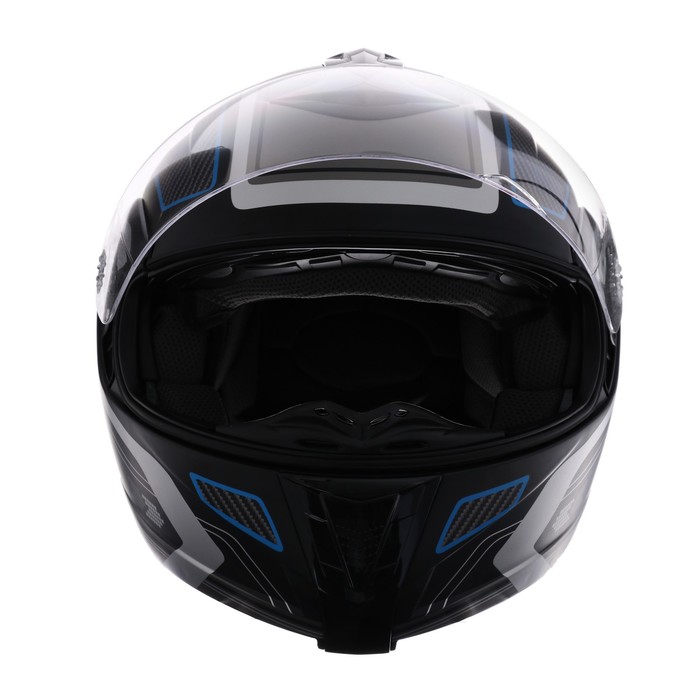 Шлем модуляр, графика, черно-синий, размер M, FF839 - фото 1908813070