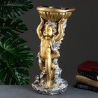 Фигурное кашпо "Ангел с чашей" бронза / серебро 0,6 л / 24х50х24см - Фото 5