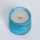 Свеча в бетоне на подставке "Лофт", соевый воск, деревянный фитиль, бело-синяя - фото 24739580