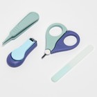 Детский маникюрный набор (ножницы, книпсер, пилка, пинцет), цвет голубой - Фото 3