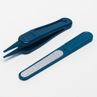 Детский маникюрный набор (ножницы, книпсер, пилка, пинцет), цвет синий - Фото 5