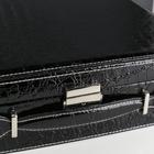 Шкатулка кожзам под часы 4 отделения и бижутерию "Чёрный чемоданчик" 9х32,5х26 см - фото 8237373