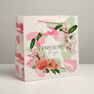 Пакет подарочный ламинированный квадратный, упаковка, «Present for you», 30 х 30 х 12 см