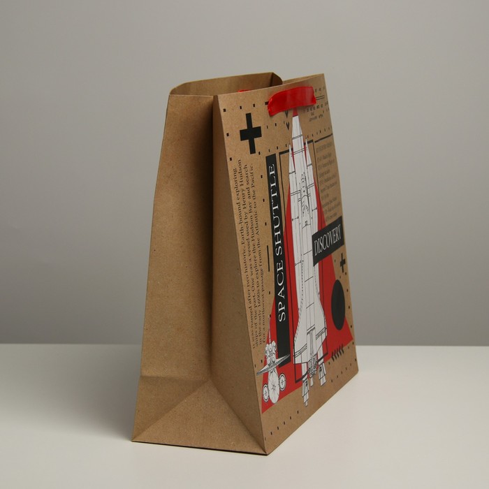 Пакет подарочный крафтовый квадратный, упаковка, «Space», 30 х 30 х 12 см - фото 1908813237