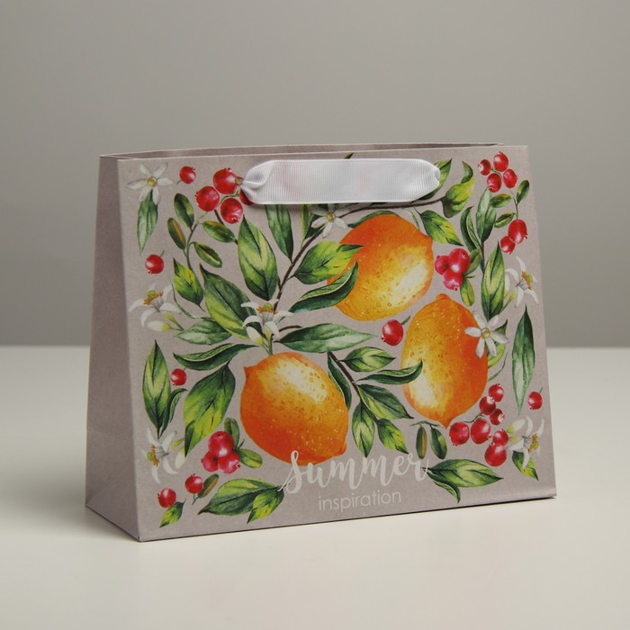 Пакет подарочный крафтовый, упаковка, «Лето», 22 х 17,5 х 8 см - Фото 1