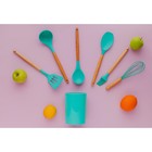 Набор кухонных принадлежностей Доляна «Лиам», 7 предметов, 33×12,5×12,5 см, цвет бирюзовый - фото 4341520