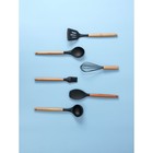 Набор кухонных принадлежностей Доляна «Лиам», 7 предметов, 33×12,5×12,5 см, цвет чёрный - фото 4341526