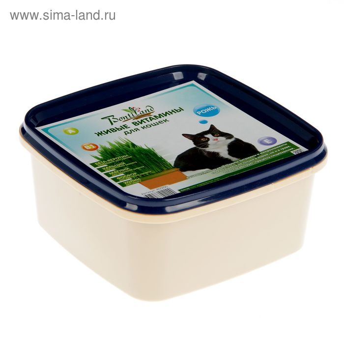 Живые ВИТАМИНЫ для кошек "Рожь", пласт.лоток, 162948 - Фото 1