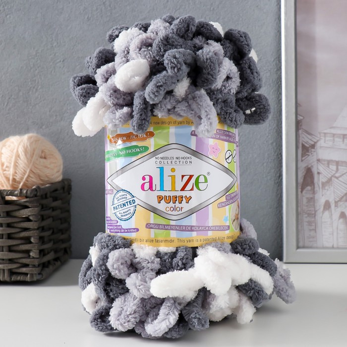 Пряжа "Puffy color" 100 % микрополиэстер 9м/100г  (6500) - Фото 1