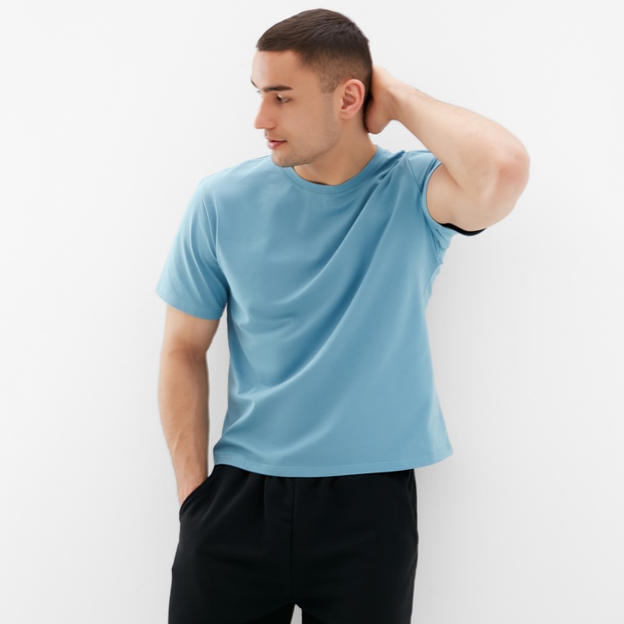 Футболка мужская MINAKU REGULAR FIT: цвет голубой, р-р 48 - Фото 1