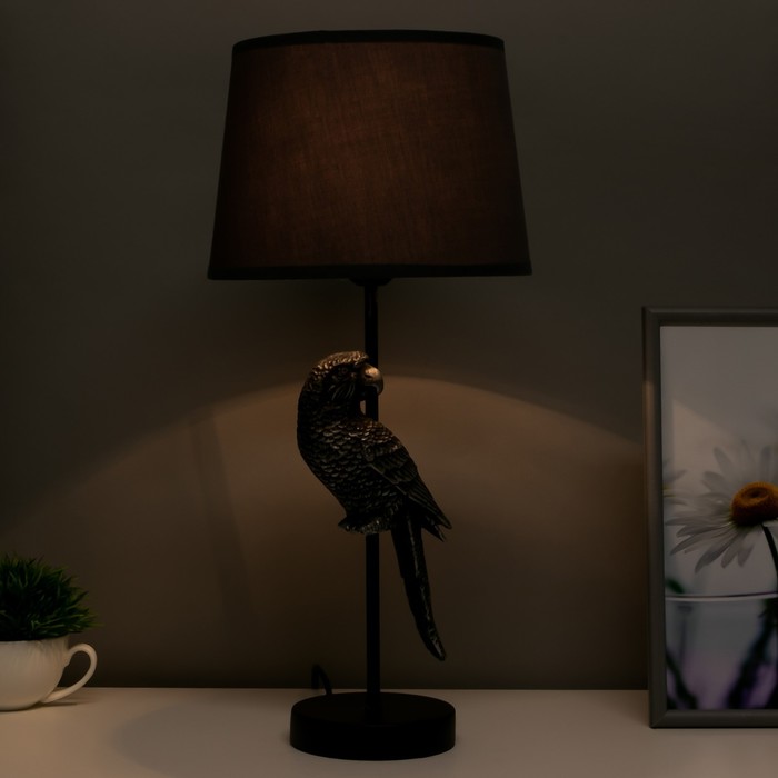 Настольная лампа "Попугай" E27 40Вт черно-серебряный 23,5х23,5х50 см RISALUX - фото 1908813431