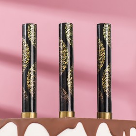 Свечи фонтаны в торт «Золотой узор», 3 шт., 10 см, горение 30 сек. (комплект 2 шт)