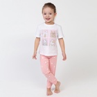 Пижама для девочки (футболка и легинсы) KAFTAN: Cute, размер 30 (98-104 см), бело-розовая - Фото 14