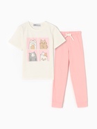 Пижама для девочки (футболка, брюки) KAFTAN: Super, бело-розовая, размер 36 (134-140 см) - Фото 9