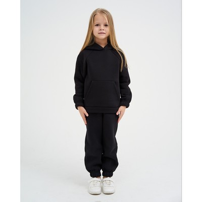 Костюм детский с начёсом (толстовка, брюки) KAFTAN: Basic line, чёрный, размер 30 (98-104 см)
