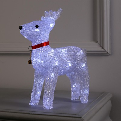 УЦЕНКА Светодиодная фигура «Олень с колокольчиком» 25 × 30 × 9 см, акрил, 24 LED, батарейки ААх3 (не в комплекте), свечение белое