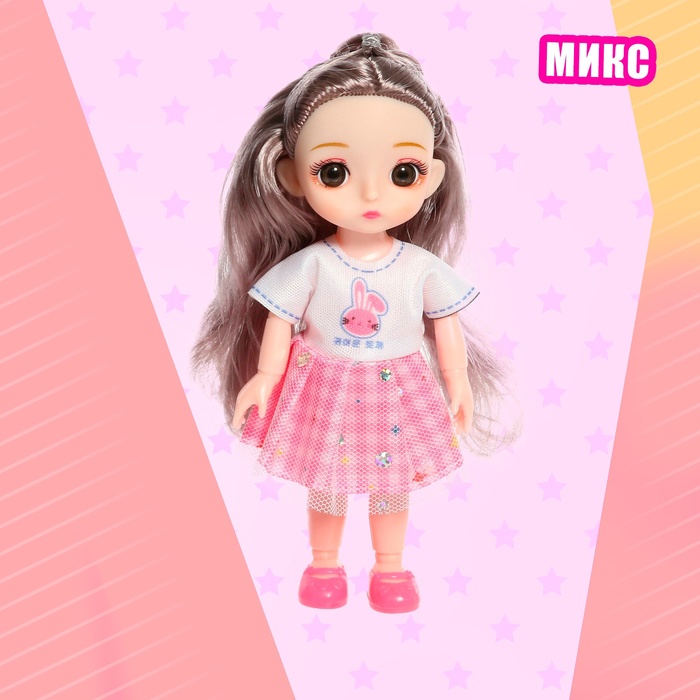 Кукла модная шарнирная «Мика» в платье, МИКС - фото 1905905377