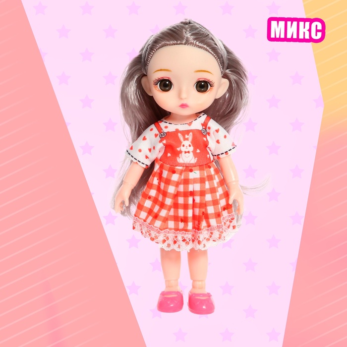 Кукла модная шарнирная «Мика» в платье, МИКС - фото 1885284446