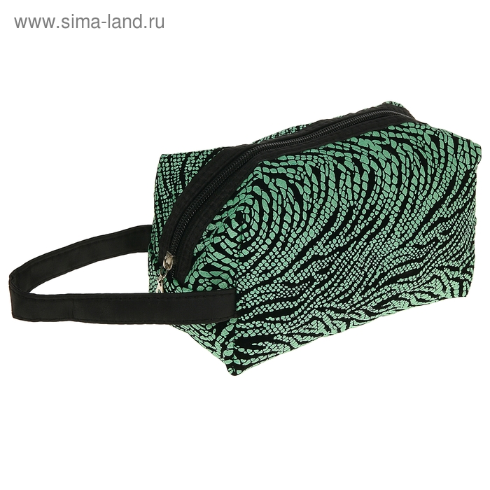 Косметичка дорожная "Зебра", 1 отдел на молнии, цвет зелёный - Фото 1