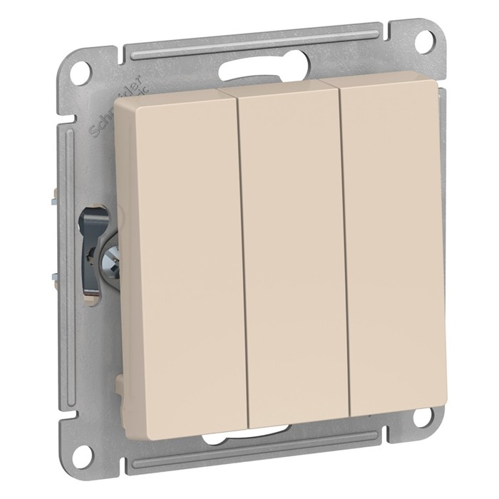 Выключатель SE ATLASDESIGN, 10 А, 3 клавиши, IP20, механизм, скрытый, бежевый, ATN000231 - Фото 1