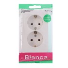 Розетка двойная SE Blanca, 16 А, 250 В, накладная, с з/к, IP20, белый, BLNRA010211 - Фото 2