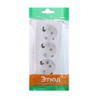 Розетка тройная SE "Этюд", 16 А, 250 В, накладная, с з/к, шторки, IP20, белая, PA16-012B - фото 45431350