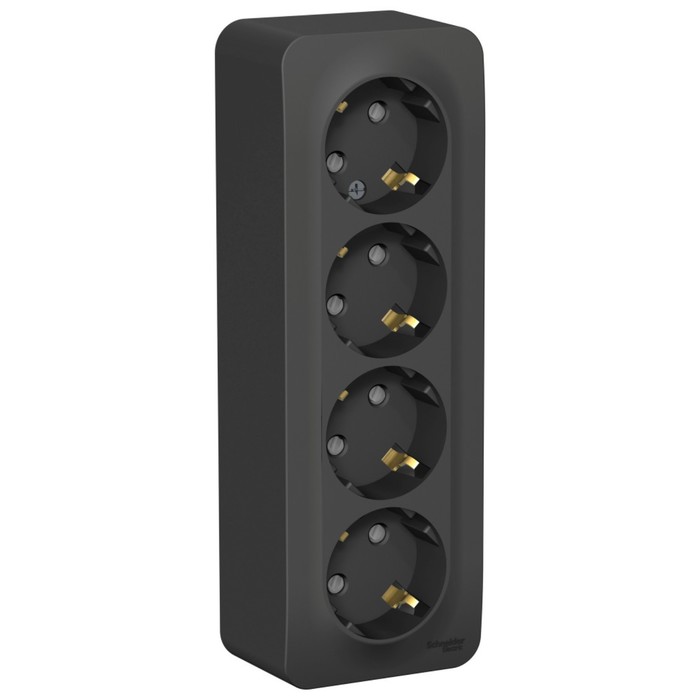 Розетка четверная SE Blanca, 16 А, 250 В, накладная, с з/к, шторки, IP20, антр., BLNRA011416 - Фото 1