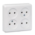 Розетка четверная SE «Этюд», 250 В, 16 А, IP20, накладная, без заземления, белая, PA16-205B - Фото 1