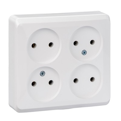 Розетка четверная SE "Этюд", 16 А, 250 В, накладная, без з/к, IP20, белая, PA16-205B
