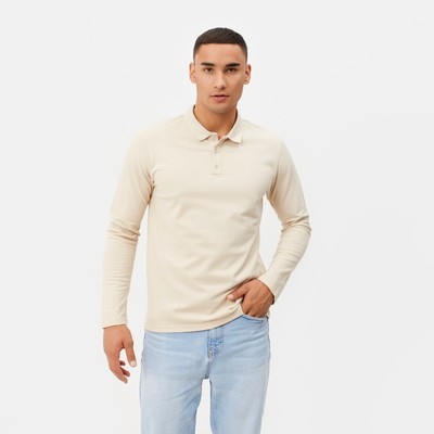 Футболка поло с длинным рукавом мужская MINAKU бежевая, р-р 42