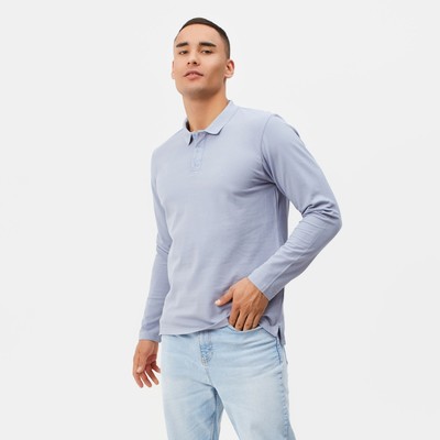 Футболка поло с длинным рукавом мужская MINAKU серая, р-р 42