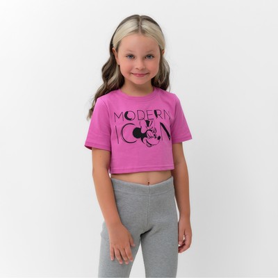 Футболка укороченная для девочки Icon, размер 32 (110-116 см), розовая