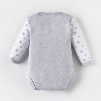 Боди с длинным рукавом «Крошка Я. Люблю маму и папу», рост 68-74 см, серое