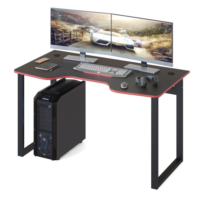 Стол компьютерный «КСТ-19», 1350 × 730 × 740 мм, цвет чёрный / красный
