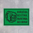Табличка «Войдёшь-вылетишь» собака 300×200, клейкая основа, цвет чёрно-зелёный - Фото 2