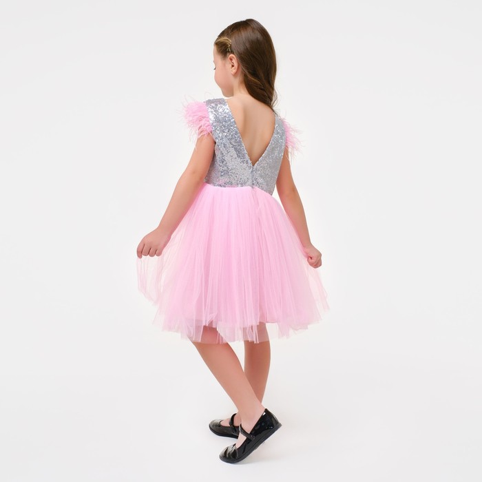 Платье детское нарядное с пайетками KAFTAN, р. 28 (86-92), розовый - фото 1907355193