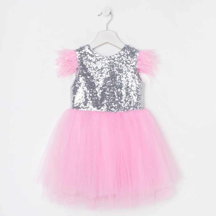 Платье детское нарядное с пайетками KAFTAN, р. 28 (86-92), розовый - фото 1907355196